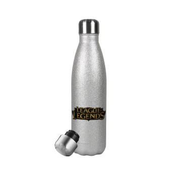 League of Legends LoL, Metallic Glitter Silver Thermos Flask (Stainless steel), double-walled, 500ml