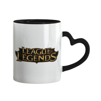League of Legends LoL, Mug heart black handle, ceramic, 330ml