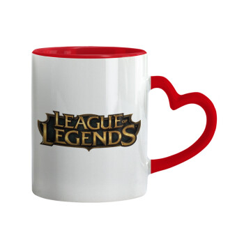 League of Legends LoL, Κούπα καρδιά χερούλι κόκκινη, κεραμική, 330ml