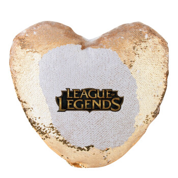 League of Legends LoL, Μαξιλάρι καναπέ καρδιά Μαγικό Χρυσό με πούλιες 40x40cm περιέχεται το  γέμισμα