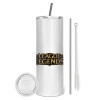 Eco friendly ποτήρι θερμό (tumbler) από ανοξείδωτο ατσάλι 600ml, με μεταλλικό καλαμάκι & βούρτσα καθαρισμού