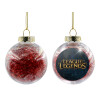 Transparent Christmas tree ball ornament with red filling 8cm