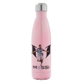 Leo Messi, Metal mug thermos Pink Iridiscent (Stainless steel), double wall, 500ml