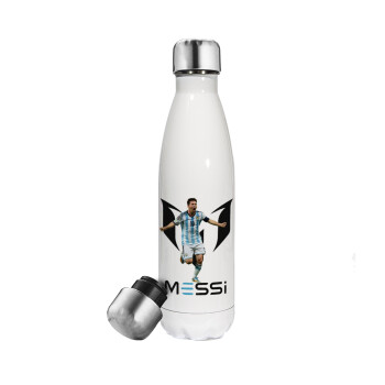 Leo Messi, Metal mug thermos White (Stainless steel), double wall, 500ml