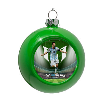 Leo Messi, Green Christmas tree ornament bauble 8cm