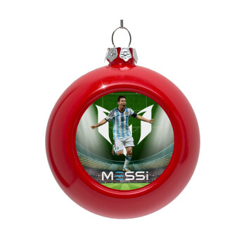 Leo Messi, Red Christmas tree ornament bauble 8cm