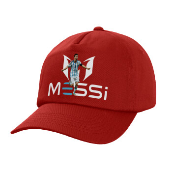 Leo Messi, Καπέλο παιδικό Baseball, 100% Βαμβακερό Twill, Κόκκινο (ΒΑΜΒΑΚΕΡΟ, ΠΑΙΔΙΚΟ, UNISEX, ONE SIZE)