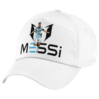 Leo Messi, Καπέλο παιδικό Baseball, 100% Βαμβακερό Twill, Λευκό (ΒΑΜΒΑΚΕΡΟ, ΠΑΙΔΙΚΟ, UNISEX, ONE SIZE)