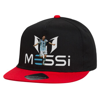 Leo Messi, Καπέλο παιδικό Flat Snapback, Μαύρο/Κόκκινο (100% ΒΑΜΒΑΚΕΡΟ, ΠΑΙΔΙΚΟ, UNISEX, ONE SIZE)