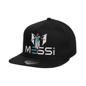 Leo Messi, Καπέλο παιδικό Flat Snapback, Μαύρο (100% ΒΑΜΒΑΚΕΡΟ, ΠΑΙΔΙΚΟ, UNISEX, ONE SIZE)