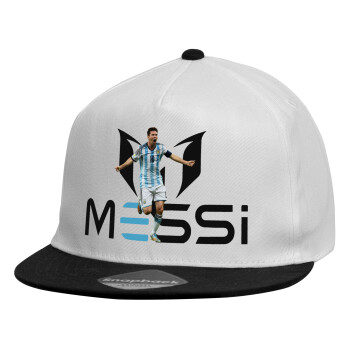 Leo Messi, Καπέλο παιδικό Flat Snapback, Λευκό (100% ΒΑΜΒΑΚΕΡΟ, ΠΑΙΔΙΚΟ, UNISEX, ONE SIZE)