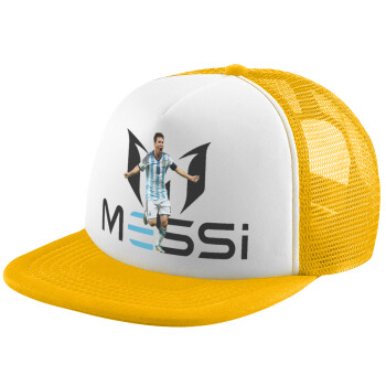 Leo Messi, Καπέλο Ενηλίκων Soft Trucker με Δίχτυ Κίτρινο/White (POLYESTER, ΕΝΗΛΙΚΩΝ, UNISEX, ONE SIZE)