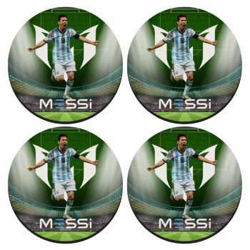 Leo Messi, SET of 4 round wooden coasters (9cm)