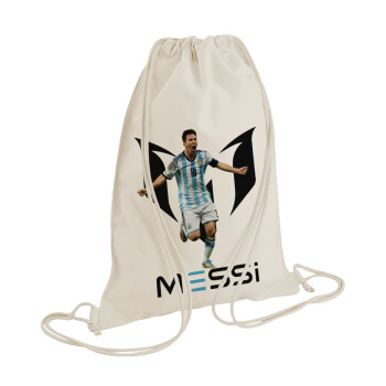 Leo Messi, Backpack bag GYMBAG natural (28x40cm)