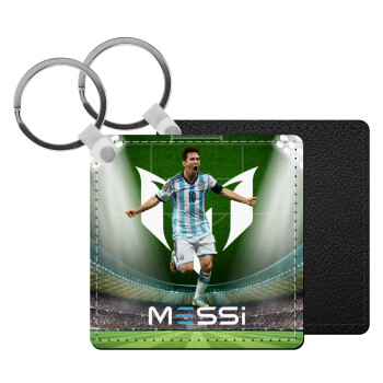 Leo Messi, Μπρελόκ Δερματίνη, τετράγωνο ΜΑΥΡΟ (5x5cm)