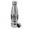 Metallic water bottle, stainless steel, 750ml