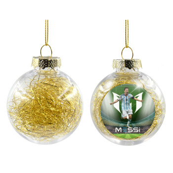 Leo Messi, Χριστουγεννιάτικη μπάλα δένδρου διάφανη με χρυσό γέμισμα 8cm
