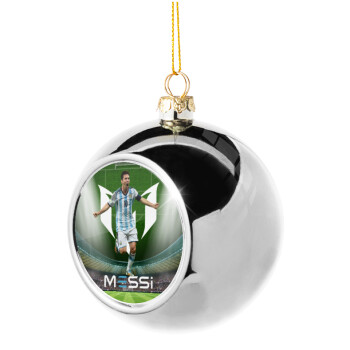 Leo Messi, Silver 8cm Christmas tree ball ornament