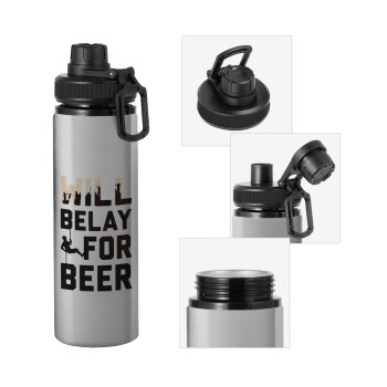 Will Belay For Beer, Μεταλλικό παγούρι νερού με καπάκι ασφαλείας, αλουμινίου 850ml