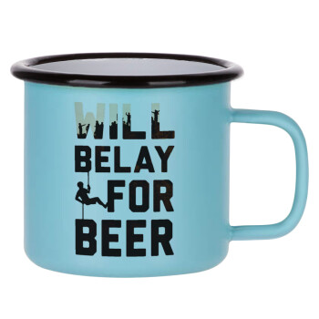 Will Belay For Beer, Κούπα Μεταλλική εμαγιέ ΜΑΤ σιέλ 360ml