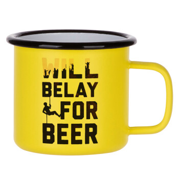 Will Belay For Beer, Κούπα Μεταλλική εμαγιέ ΜΑΤ Κίτρινη 360ml