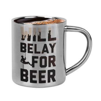 Will Belay For Beer, Double-wall metal cup for espresso (220ml)