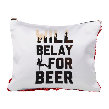 Will Belay For Beer, Red sequin cosmetic bag