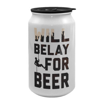 Will Belay For Beer, Κούπα ταξιδιού μεταλλική με καπάκι (tin-can) 500ml