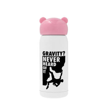 Gravity? Never heard of that!, Pink stainless steel thermal flask, 320ml