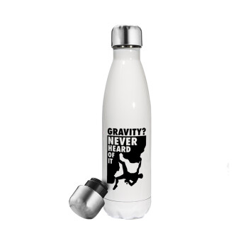 Gravity? Never heard of that!, Metal mug thermos White (Stainless steel), double wall, 500ml