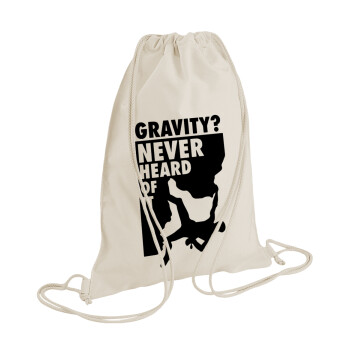 Gravity? Never heard of that!, Backpack bag GYMBAG natural (28x40cm)