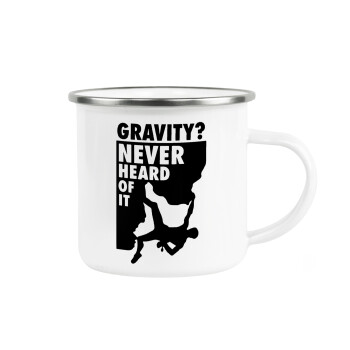 Gravity? Never heard of that!, Metallic enamel cup white 360ml