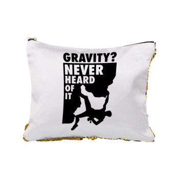 Gravity? Never heard of that!, Sequin Gold Pouch Cosmetic Bag