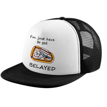 I'm just here to get Belayed, Καπέλο παιδικό Soft Trucker με Δίχτυ ΜΑΥΡΟ/ΛΕΥΚΟ (POLYESTER, ΠΑΙΔΙΚΟ, ONE SIZE)