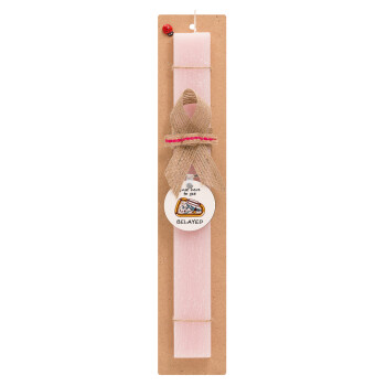 I'm just here to get Belayed, Easter Set, wooden keychain & scented flat Easter candle (30cm) (PINK)