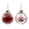 Transparent Christmas tree ball ornament with red filling 8cm