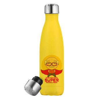 To my best Super Grandpa!, Yellow Stainless Steel Metallic Thermos, double-walled, 500ml