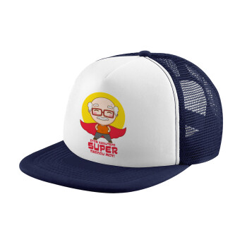 To my best Super Grandpa!, Adult Soft Trucker Hat with Dark Blue/White Mesh (POLYESTER, ADULT, UNISEX, ONE SIZE)