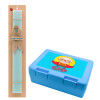 Easter Set, children's snack container BLUE & Easter aromatic flat candle (30cm) (TURQUOISE)