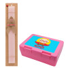 Easter Set, children's snack container PINK & scented flat Easter candle (30cm) (PINK)