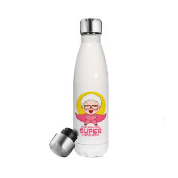 To my best Super Grandma!, Metal mug thermos White (Stainless steel), double wall, 500ml