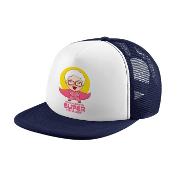 To my best Super Grandma!, Adult Soft Trucker Hat with Dark Blue/White Mesh (POLYESTER, ADULT, UNISEX, ONE SIZE)