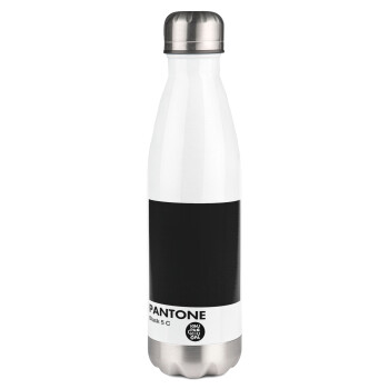 Pantone Black, Μεταλλικό παγούρι θερμός Λευκό (Stainless steel), διπλού τοιχώματος, 500ml