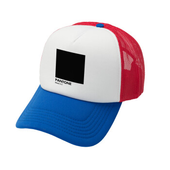 Pantone Black, Καπέλο Ενηλίκων Soft Trucker με Δίχτυ Red/Blue/White (POLYESTER, ΕΝΗΛΙΚΩΝ, UNISEX, ONE SIZE)