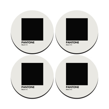 Pantone Black, ΣΕΤ 4 Σουβέρ ξύλινα στρογγυλά (9cm)