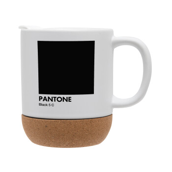 Pantone Black, Κούπα, κεραμική με βάση φελού και καπάκι (ΜΑΤ), 330ml (1 τεμάχιο)