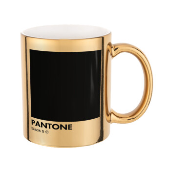 Pantone Black, Mug ceramic, gold mirror, 330ml