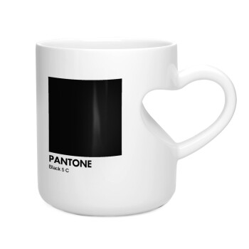 Pantone Black, Κούπα καρδιά λευκή, κεραμική, 330ml