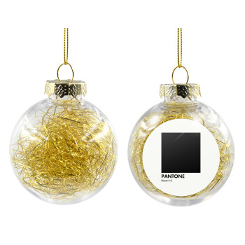 Pantone Black, Transparent Christmas tree ball ornament with gold filling 8cm