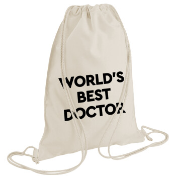 World's Best Doctor, Backpack bag GYMBAG natural (28x40cm)